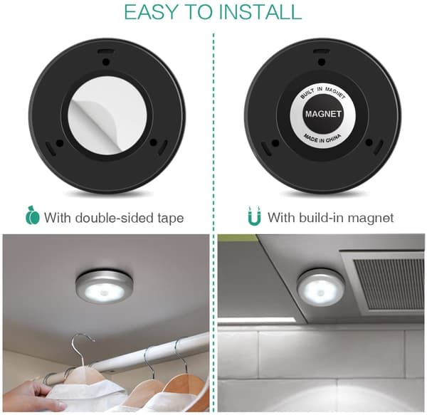 LED spotlights med rörelsesensor nattljus 3-pack Silver