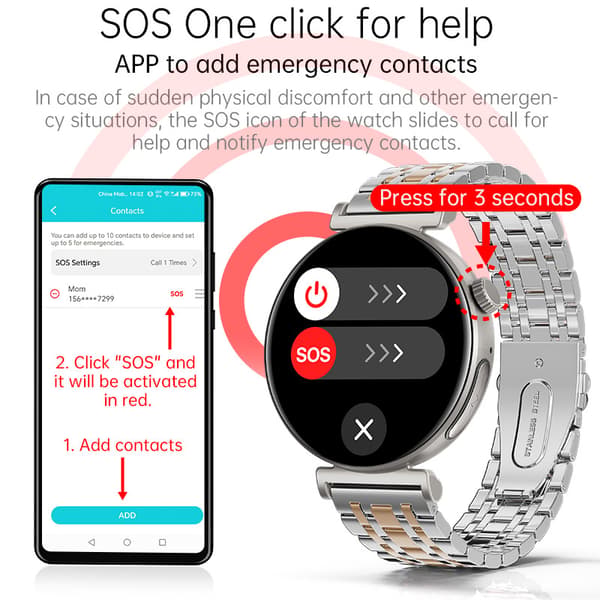 Smartklokke for kvinner med EKG og Bluetooth