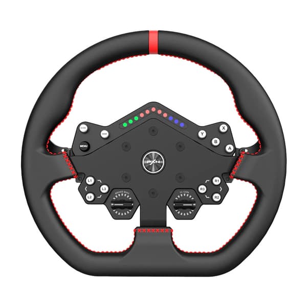 PXN WDS R2 gamingratt for simracing – modulært PC-ratt med 300 mm eik, mikrofiber, Quick Release, 13 programmerbare knapper, 20-trinns encoder og RGB-belysning