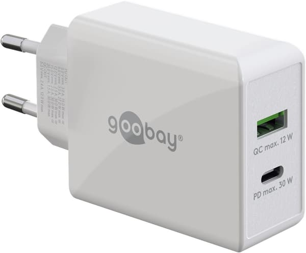 USB-C™ PD dobbel hurtiglader (30W) hvit