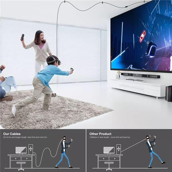 Link-kabel - VR-kabel kompatibel med Oculus Quest 2 DarkGrey 5 m