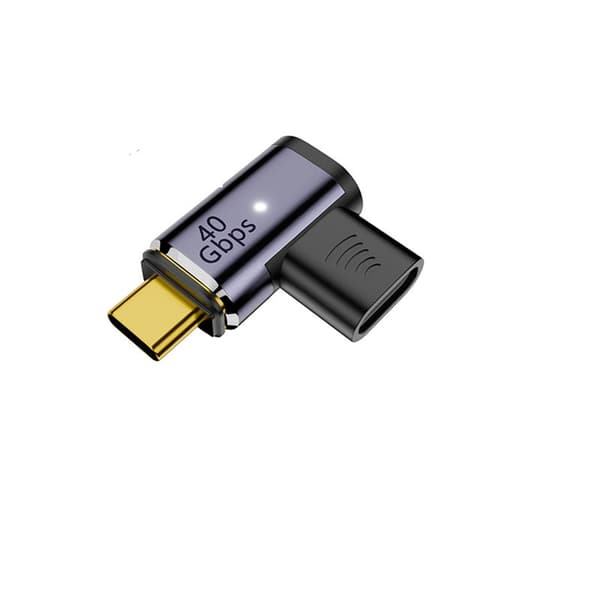 Magnetisk USB-C Adapter Sidovinklad - 100W PD, 40Gbps Data, 8K Video - Mörkgrå
