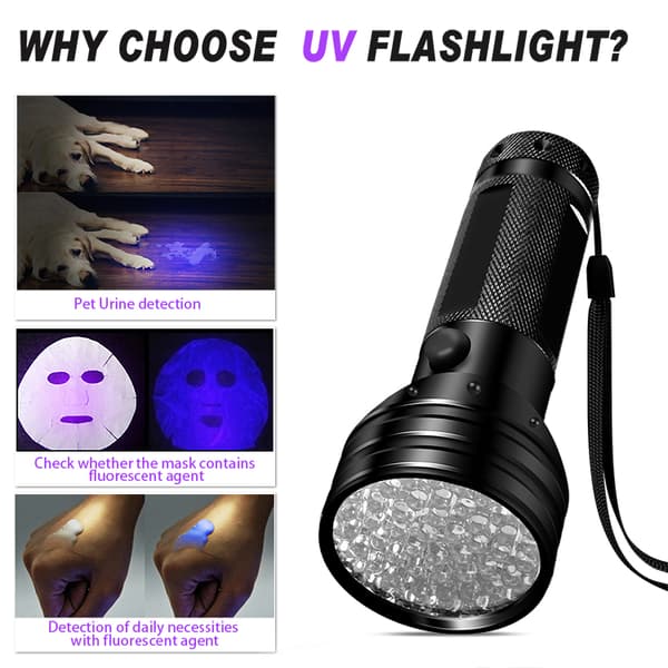UV-taskulamppu 51 LED-valolla 395 nm vedenpitävä