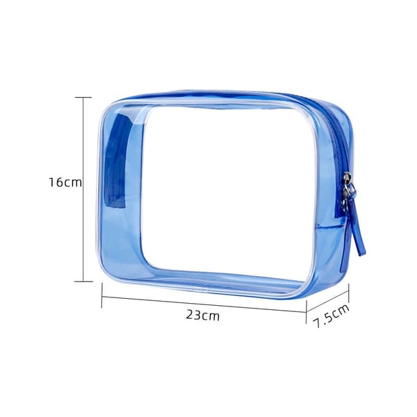 Transparent PVC Opbevaringspose Sæt - Perfekt til Rejser, Makeup og Bordopbevaring - 2 Størrelser Blue
