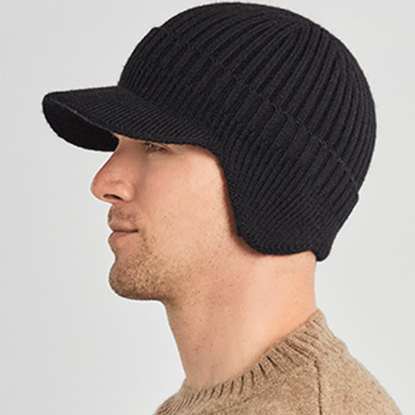 Varm hue med øreklapper Black S
