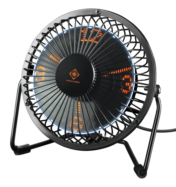 USB desktop fan with clock, black