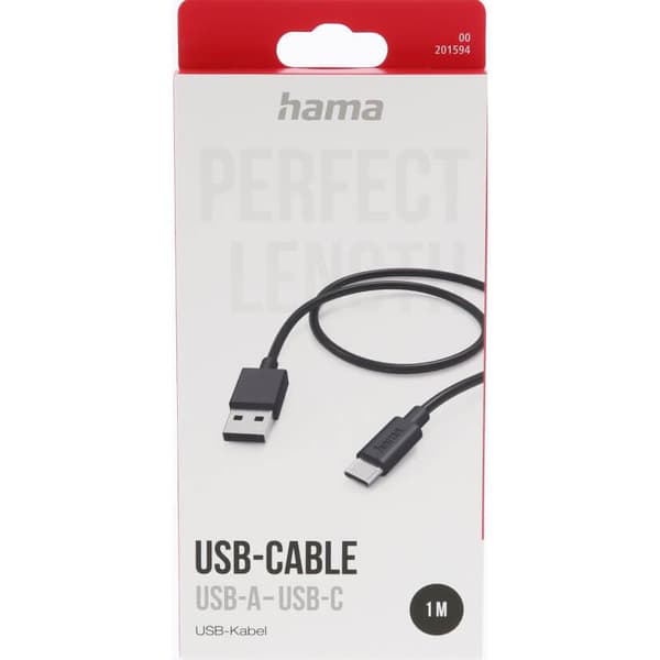 Ladekabel USB-A till USB-C Sort 1,0m