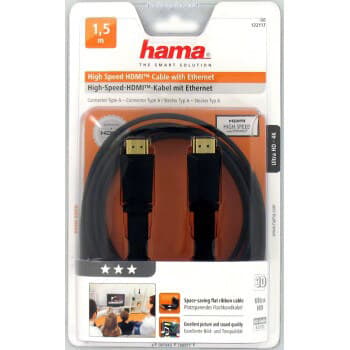 HDMI kabel ethernet 1,5m svart flat TL