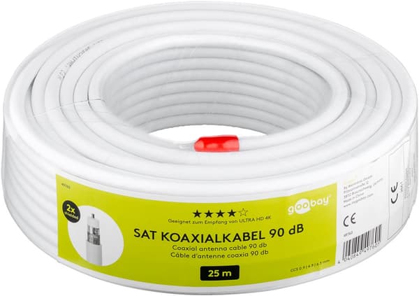 90 dB SAT-koaxialkabel, dubbelskärmad