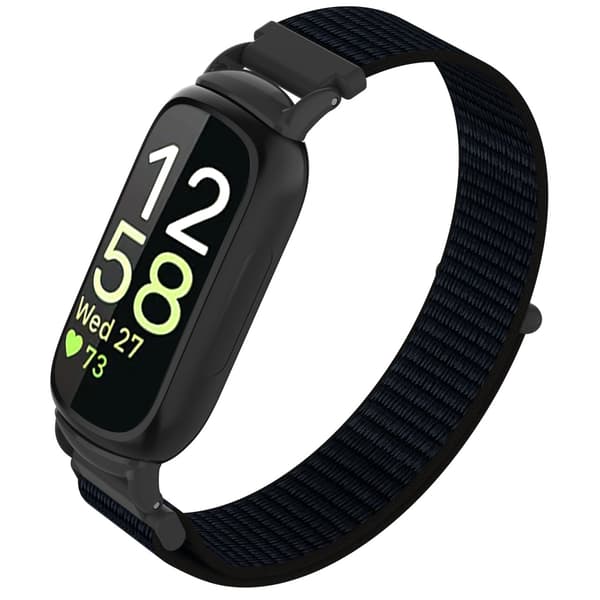 Nylon Loop Hook and Loop Rem Kompatibel med Fitbit Inspire 3 - Fås i Flere Farver Black