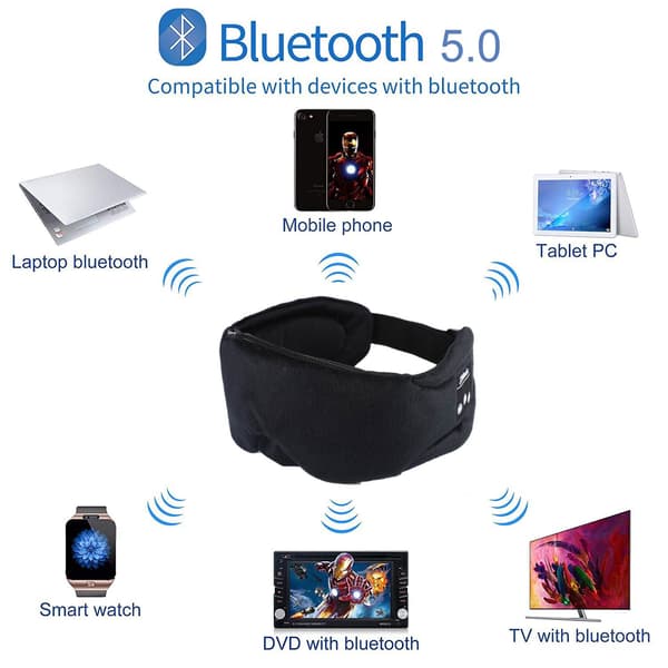 Sovhörlurar - Sovmask med hörlurar Bluetooth 5.0 Black