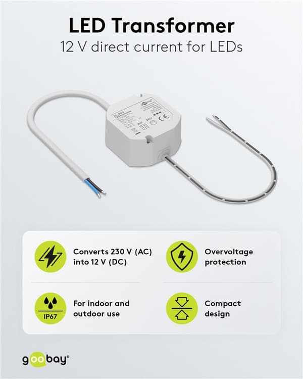 LED-transformer 12 V (DC) (DC), 12 W, IP67