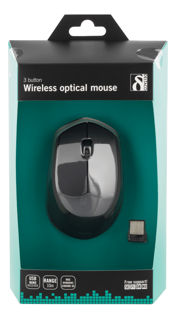 Wireless optical mouse 2.4GHz, 3 buttons with a scroll, grey