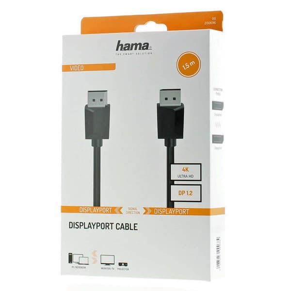 Kabel DisplayPort 1.2 Ultra-HD 4K 1.5m Sort
