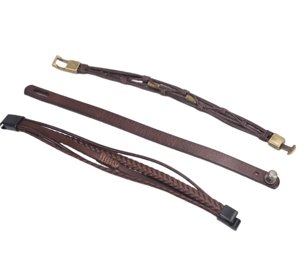 Läderarmband set med 3 st DarkBrown