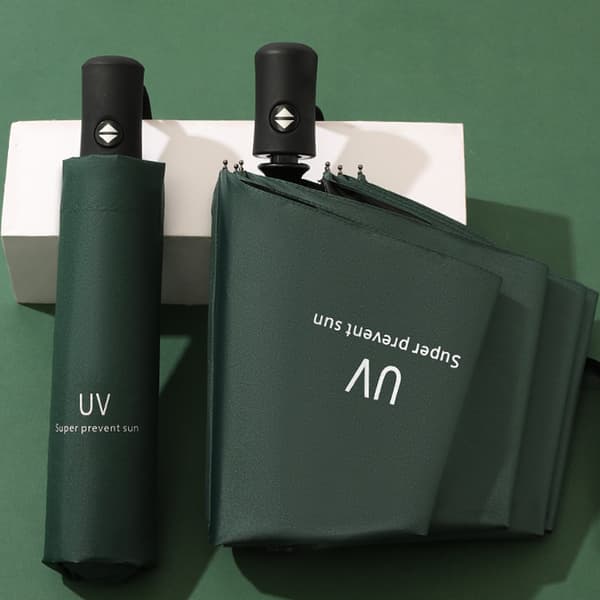 Automatisk Hopfällbart Paraply med UV-Skydd Green