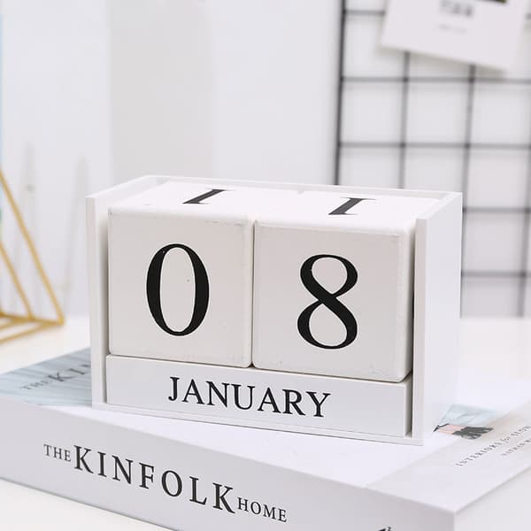 Trækalender Evigvarende Skrivebordsdekoration White