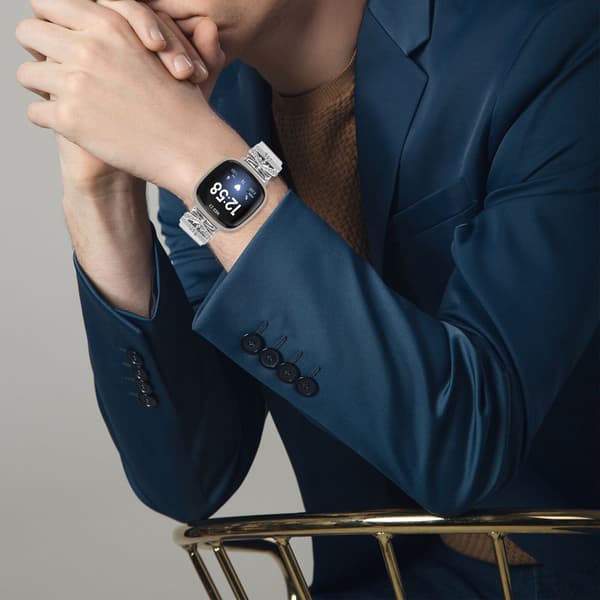 Klokkebånd i rustfritt stål for Fitbit Versa3/4/Sense 2 Silver