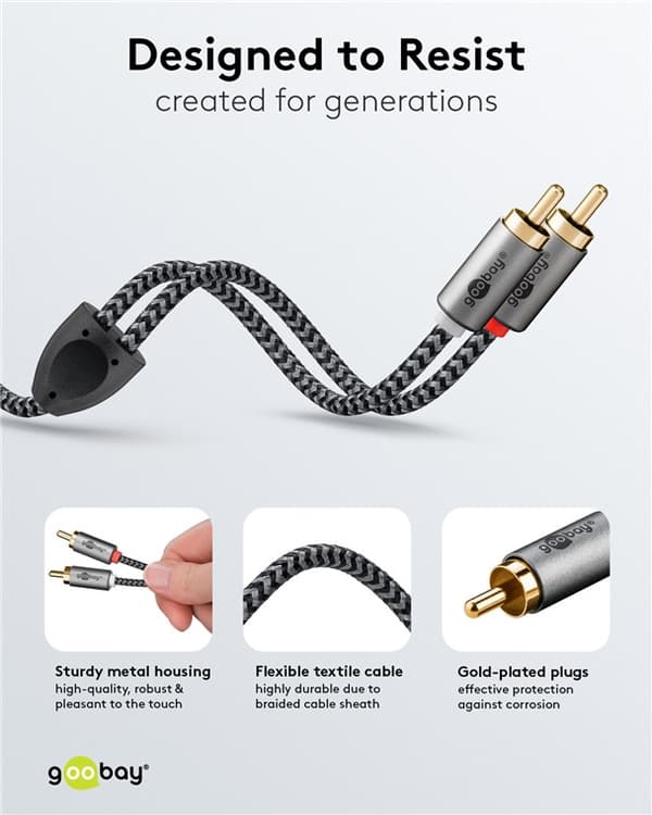 Stereo RCA-kabel, 5 m