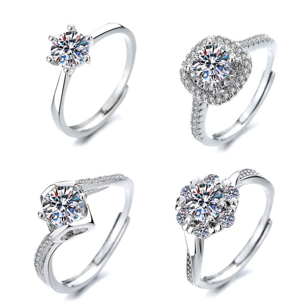 Bling zirkon ring sæt 4-pak Silver