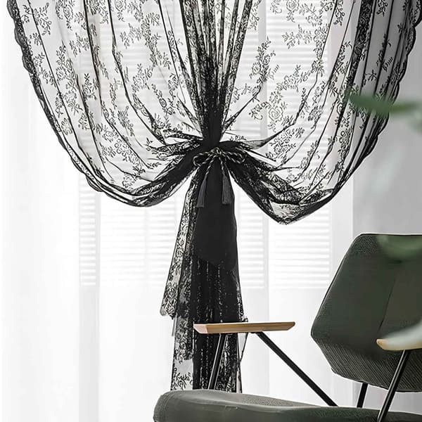 Sorte blondegardiner 2 stk Black 100 x 200 cm