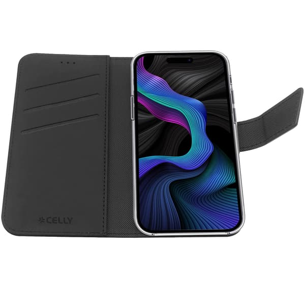 Wally Wallet Case iPhone 15 musta