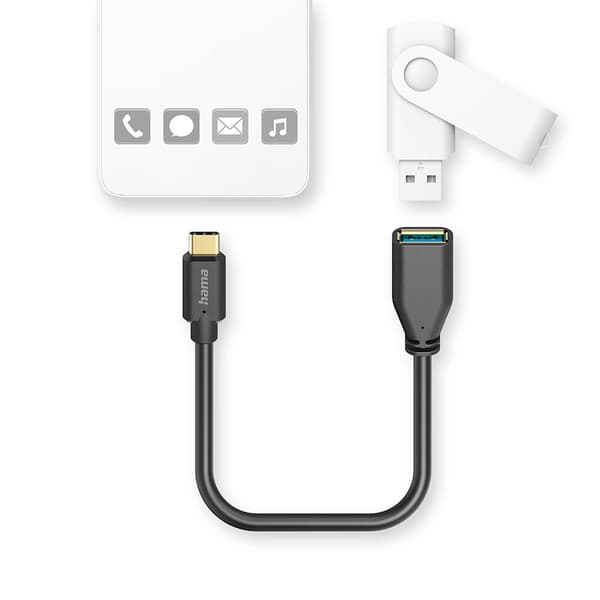 Adapterkabel USB OTG USB-C til USB-A Sort
