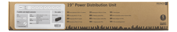 7-Outlet 19" power distrib unit, 2500W, CEE7/3, digital