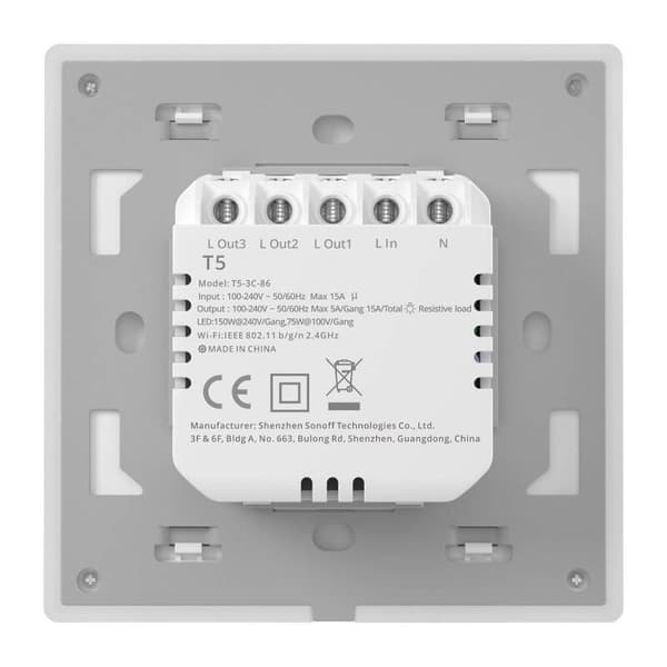 Smart WiFi Touch Wall Switch Sonoff TX T5 4C (4-kanals)