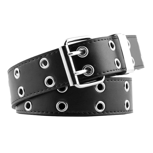 Punk-stil dobbel eksosøye PU-belte Black