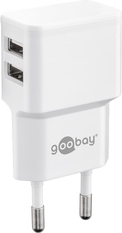 USB-A dubbel laddare (12 W) vit