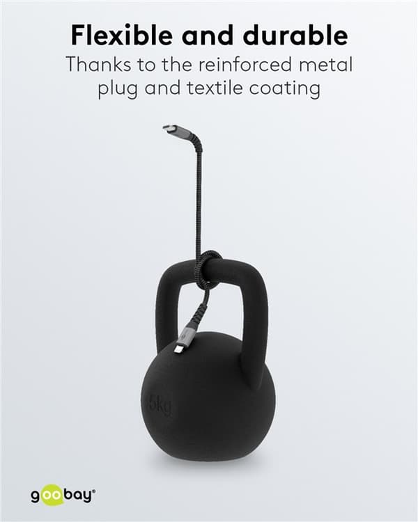 Lightning-USB-C™ -tekstiilikaapeli metalliliittimillä, 1 m