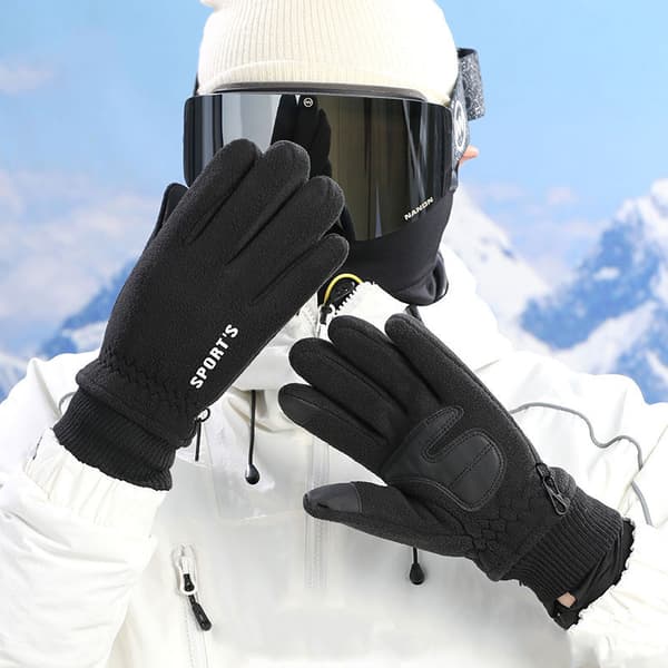 Varma vinterhandskar med touch - skidhandskar, termohandskar Black M