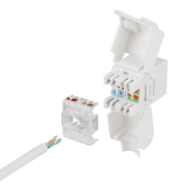 UTP Cat6a Keystone connector unshield 28AWG slim "Toolfree"