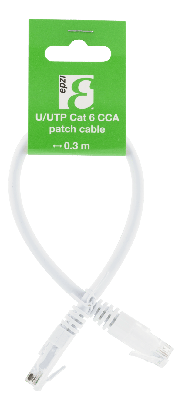 U/UTP Cat6 patch cable, CCA, 0.3m, 250MHz, white