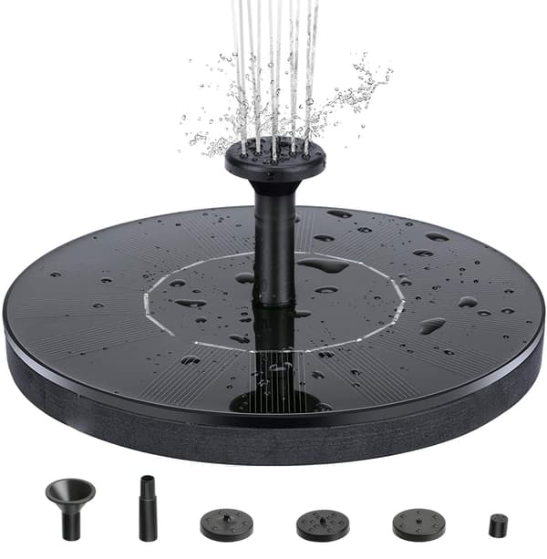 Vandfontæne solcelledrevet 16 cm Sort