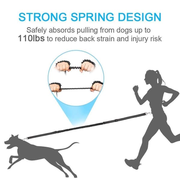 Hundkoppel Handsfree med Midjeväska Black