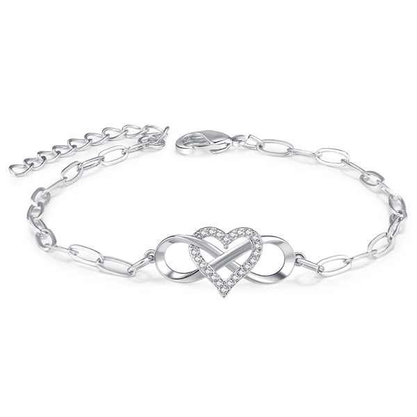Armbånd med uendelighedssymbol og hjerte Silver