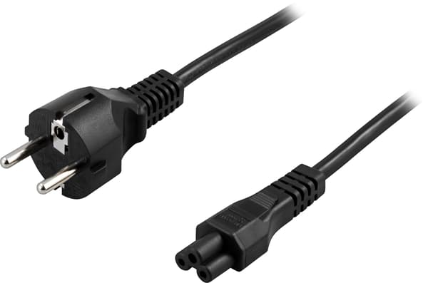 Earthed device cable, straight CEE 7/7 to straight C5, 5m