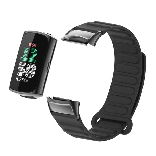 Stilig magnetisk silikonrem for Fitbit Charge 6 Black