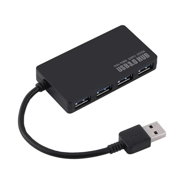 USB 3.0 hub med 4 porte Sort