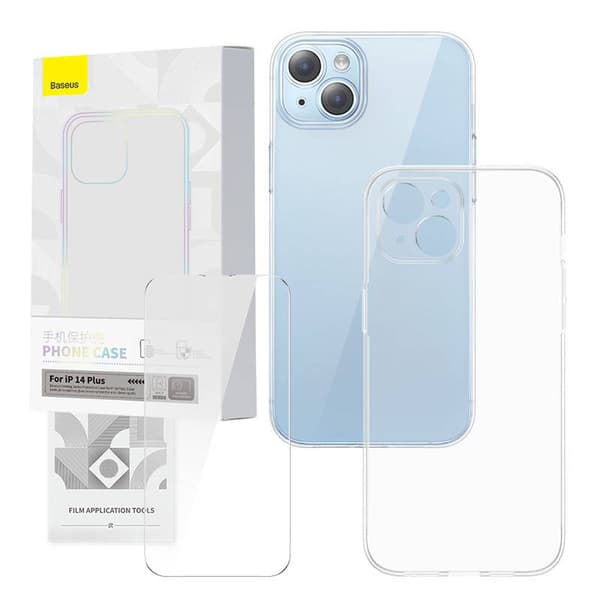 Gennemsigtigt etui og sæt af hærdet glas Baseus Corning til iPhone 14 Plus