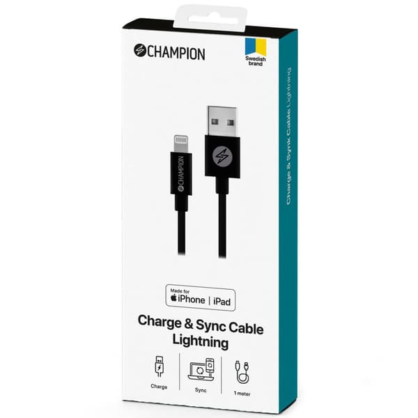USB-A-Lightning-kaapeli 1 m musta