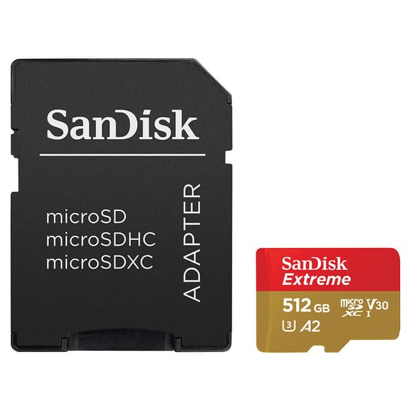 MicroSDXC Extreme 512GB 190MB/s A2 C10 V30