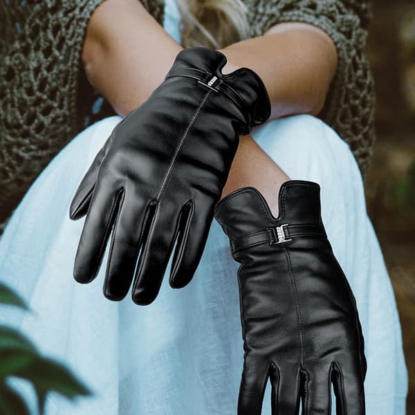 Dame Vinterhandsker i Fåreskind - Touchscreen & Varm Black S