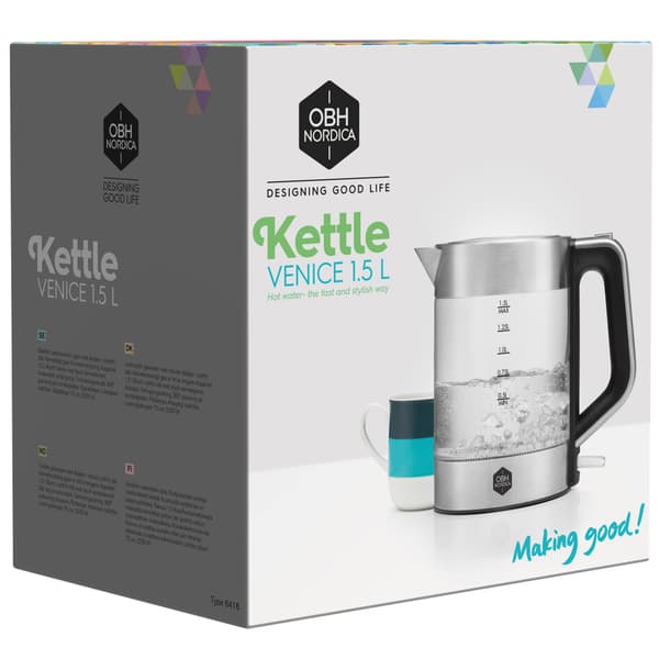 Kedel Venedig glaskedel 1,5 l. ledningsfri 6418