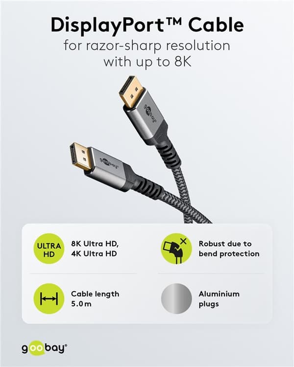 DisplayPort™-kabel, 8K @ 60 Hz