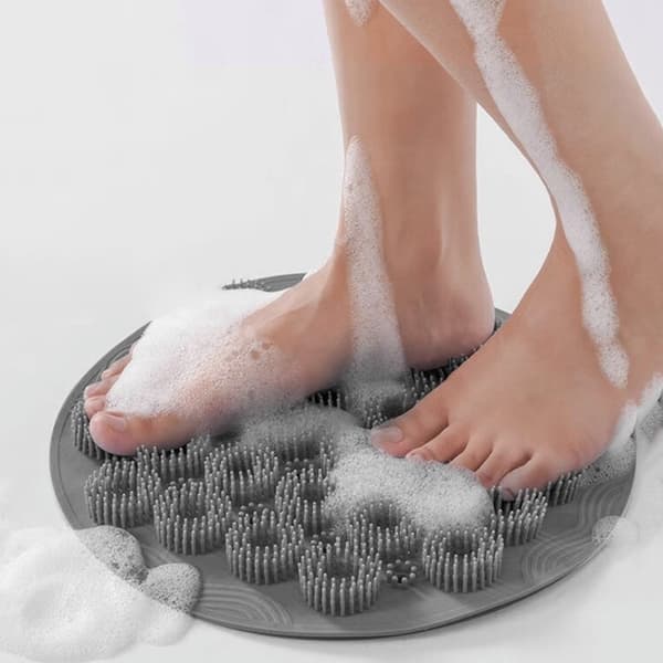 Duschfotmassagermatta i silikon Grey