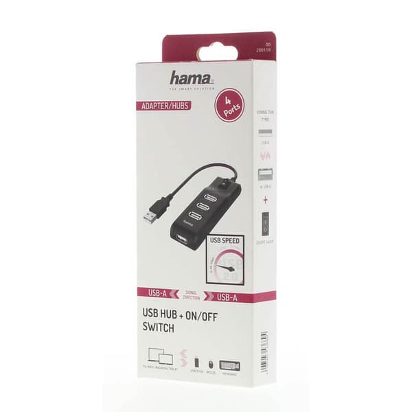 Hub USB-A 2.0 Switch 4x Ports 480 Mbit/s Sort