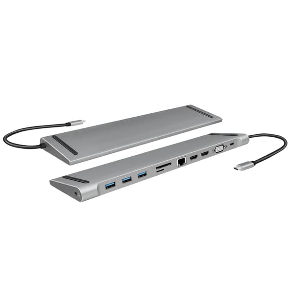 USB-C Dock 11-i-1 HDMI/VGA/RJ45/USB-C 100W